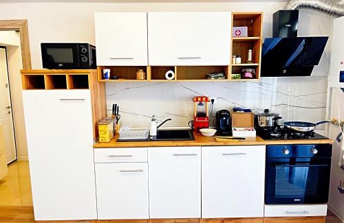 Chiajna Apartment | Studio Full Kitchen AC Free Parking Popcorn Wine