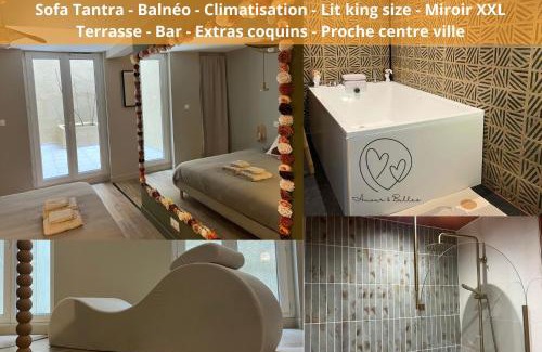 Bourg-les-Valence Apartment | Suite Romantique - Love Room Valence Amour et Bulles - Jacuzzi - Lit king size avec miroir XXL - Sofa Tantra - Drôme Ardèche