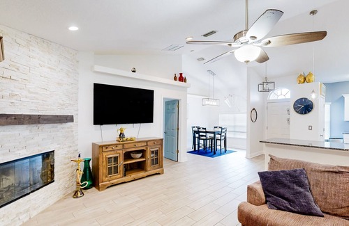 Doctors Inlet House | Updated home with patio, grill, wood-burning fireplace, central AC, & internet