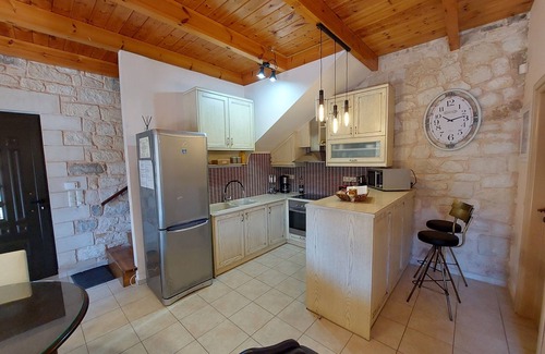 Kato Stalos Villa | Villa Christy 150 meters from the beach with private pool and fireplace