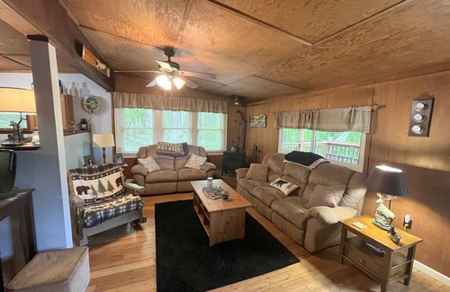 Thayerville Cabin | Wooded camp w/lake views/fire pit. Great location.