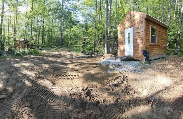 1 of 2 Enchanting 1 room cabins in Shapleigh, ME located on sloaping forest land