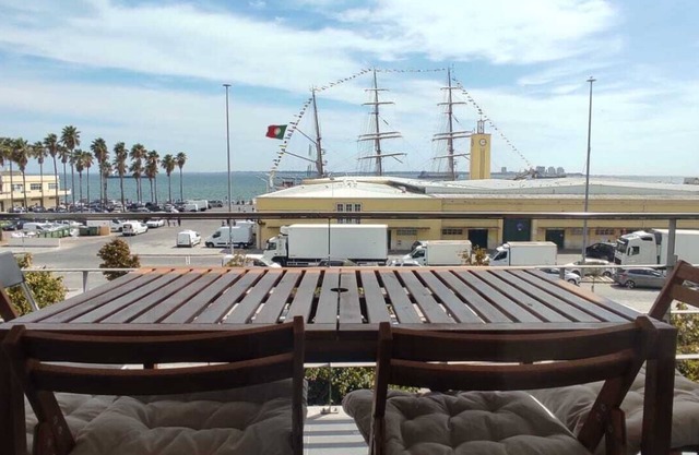 180º view in Setúbal marina over the River Sado, Troia, the mountains and the sea.