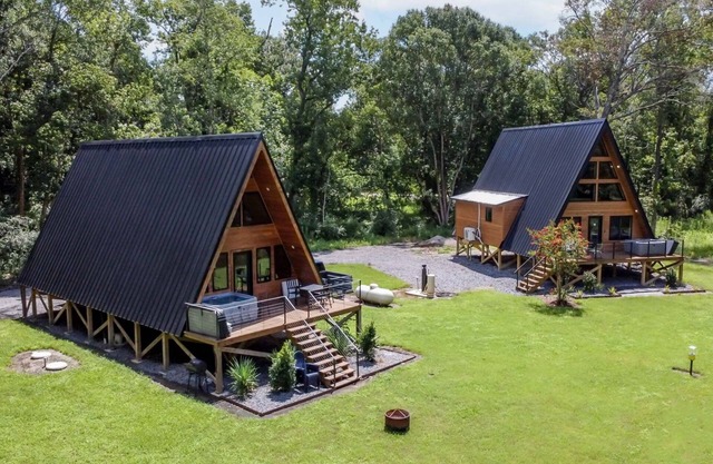 2 New A-Frames by Rip Van Winkle w/Hot Tub