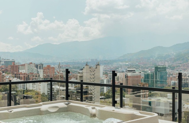 2BR - View of Medellin - Private Hot Tub - AC - Terrace Wake 1211