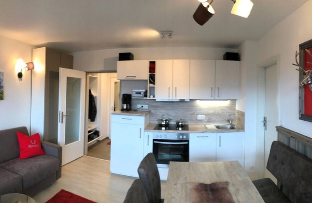 AlpenKastl for 1-3 persons 40 square meters, living room/kitchen, bedroom, shower/WC, balcony, WLAN