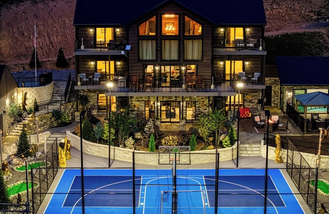 Alpine Splash, Private indoor pool, theater/gaming, Pond, Basketball court!