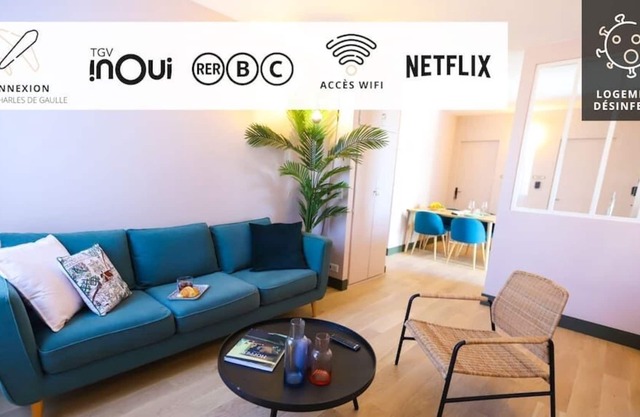 APARTMENT NEAR PARIS ☆ 8 PEOPLE ☆ RER TGV NETFLIX