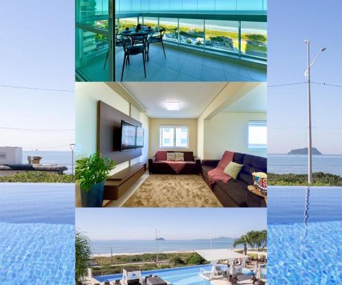 Apto Frente Mar Bali Beach Home Club 3 Quartos Climatizados Cozinha Completa Sacada com Churrasqueira 2 Vagas de Garagem Piscina borda infinita Sauna Academia Cinema Quadra Salão de Jogos Pé na Areia 15min do Beto Carrero