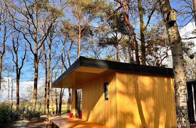 Barber houses in a wooded area