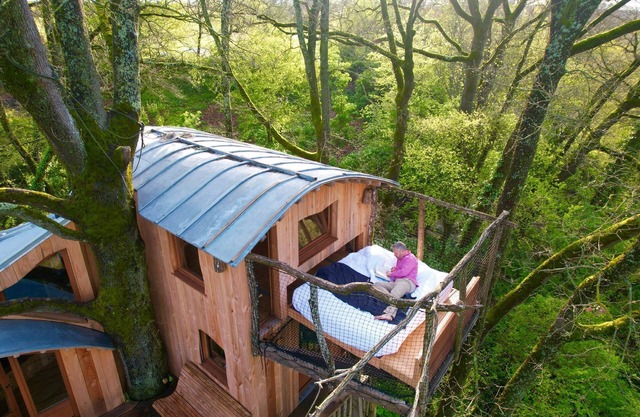 Cabane perchée/sauna & cold bath/shared natural swimming pool