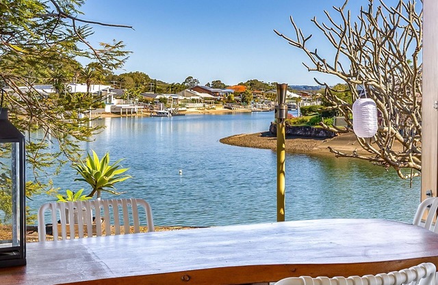 Canal Front family Home with expensive undercover outdoor area and pool