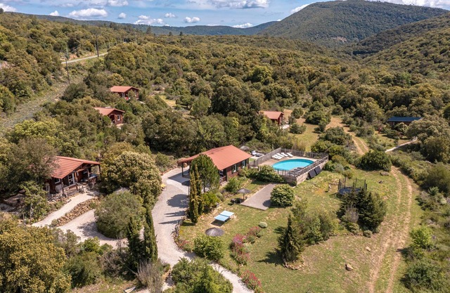 Chalet 'Gites Les Casots' with Shared Pool, Private Terrace and Air Conditioning