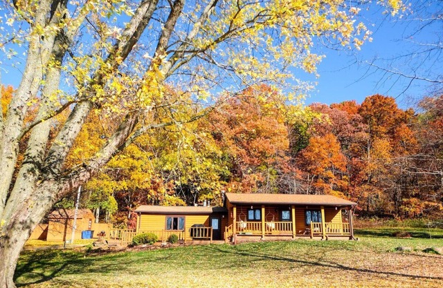 Charming cabin getaway in the woods, private trails, only 20 mins from WI Dells!
