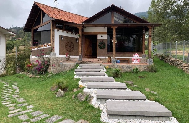 Cheerful rustic house, gorgeously mountain landscaping
