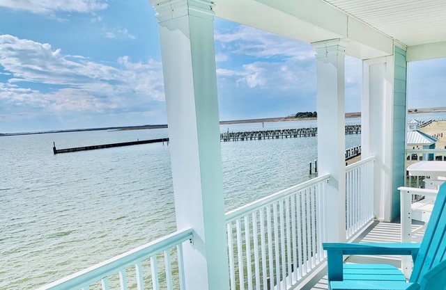 Chic Condo on Tangier Sound with Waterfront Balcony, Fireplace