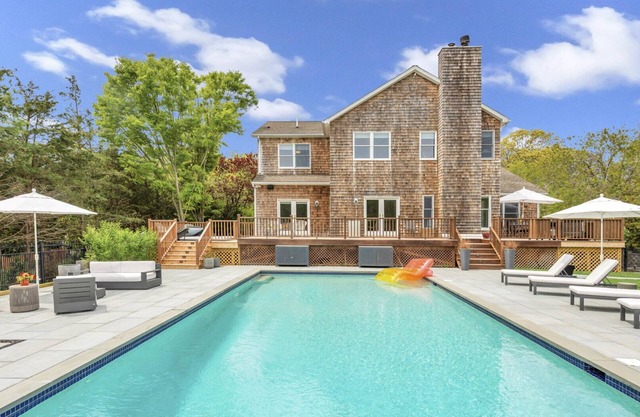 Classic-style Hamptons home, heated freshwater pool, fire pit, extensive.