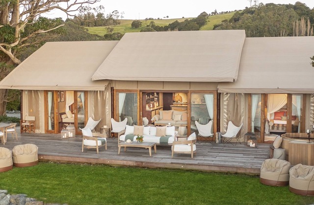 Clifftops - luxury tented lodge, sweeping views & beach, 90 mins from Auckland