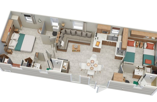 Comfortable mobile home in 3-star campsite, direct access to the sea