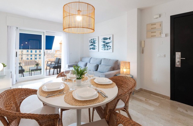 Cozy with mediterranean style, a few meters from the beach. A/C and free wifi. Terrace with sea views