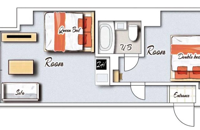 Deluxe Room 1 double bed 1 queen bed with kitc/Miyazaki Miyazaki