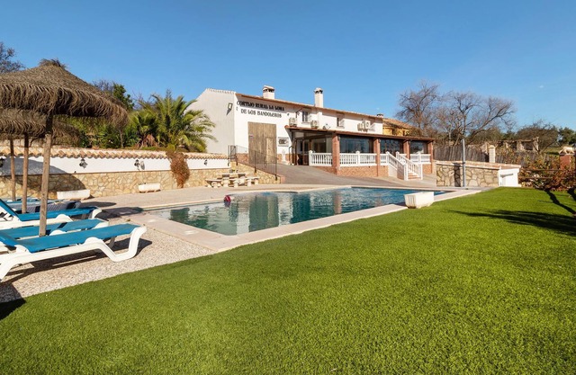 Enjoy a unique view of the countryside in this inviting vacation home with pool.