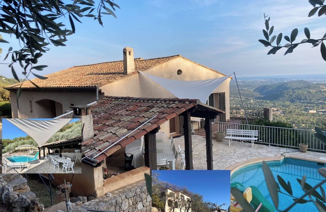 Family house, swimming-pool, panoramic view to Cannes bay and Esterel mountain