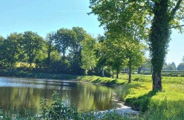 Fishing lake with cosy cabin in charming Saint-Marien with WiFi.