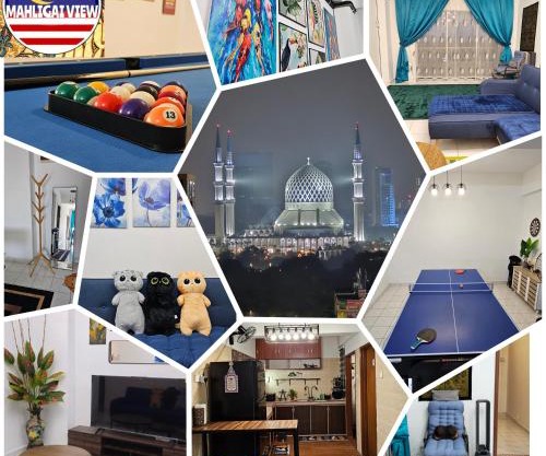 Homestay MAHLIGAI VIEW near Masjid Shah Alam, UITM Shah Alam, I-City, stadium shah alam, SACC, PKNS, IDCC, MSU, 17 min kuala lumpur & klang, max 10 people, free food, snooker, pingpong, indoor games, swimming pool, fast wifi