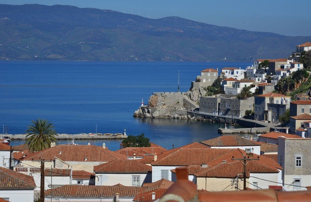Hydra town Panoramic sea view