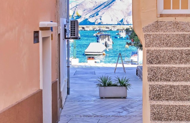 Just a few metres to the clear sea