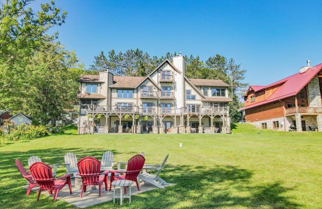 Lakefront home with fire pit and dock Near Wisp Resort