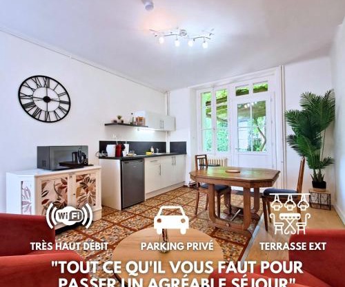 Le Mosaïque, proche gare, terrasse, parking privé