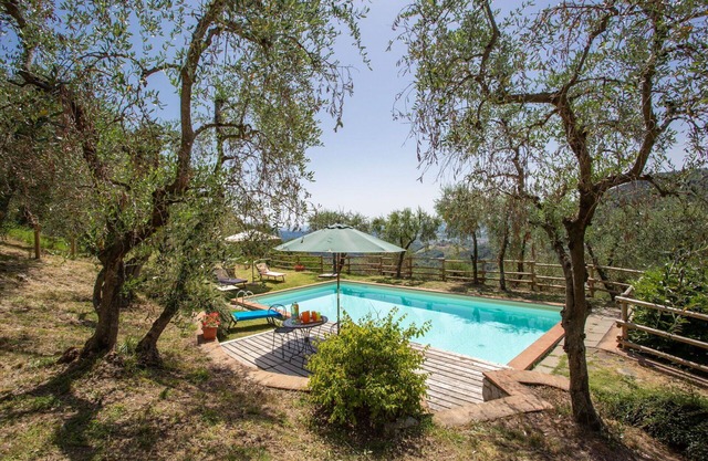 Lovely apartment in villa with WIFI, pool, TV, patio, pets allowed, panoramic view, close to Lucca