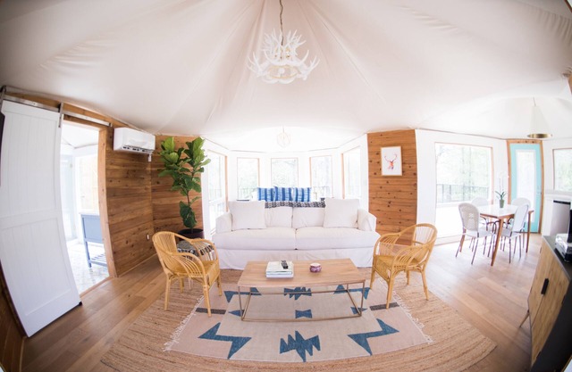 Luxury Glamping on 100+ Acres on the San Marcos River at Wahwahtaysee Resort