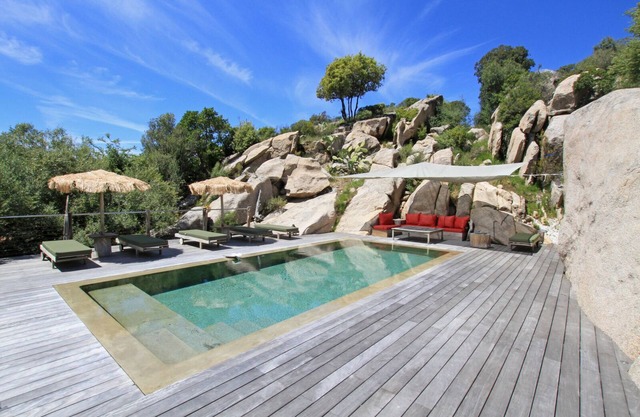 Magnificent luxury villa with mirror pool.