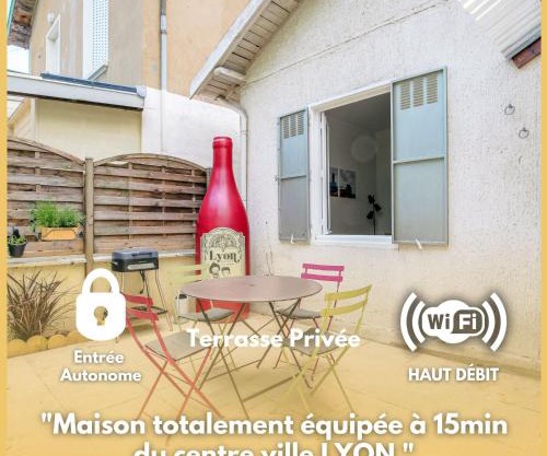 Maison cosy avec terrasse à 15 minutes de Lyon et WIFI