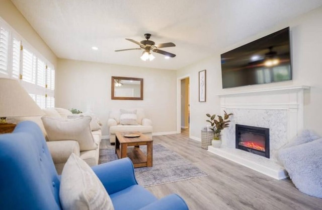 Modern Decor Centrally located Huge fenced in yard Pets welcome Fireplace Grill