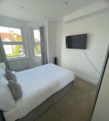 Modern Double Bedroom with Marble private bathroom