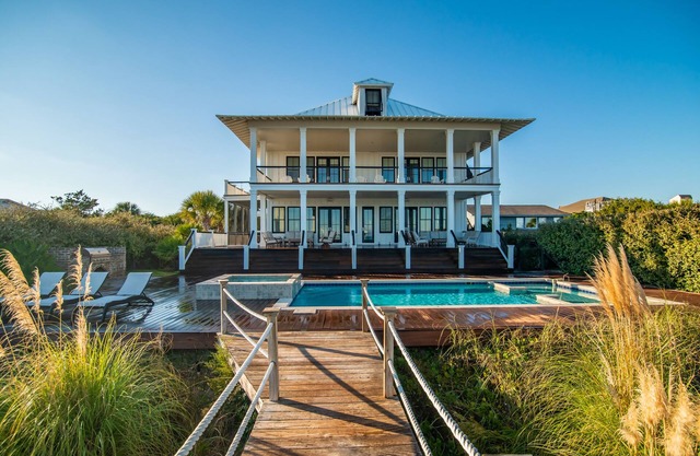 Oceanfront home with private swimming pool & private walkway to beach at North Litchfield Beach.