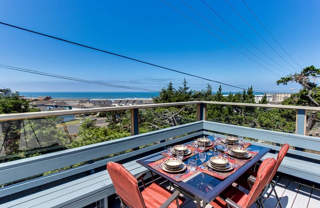 Oceanview Home with Beautiful Deck & Private Playground - Blocks to the Beach