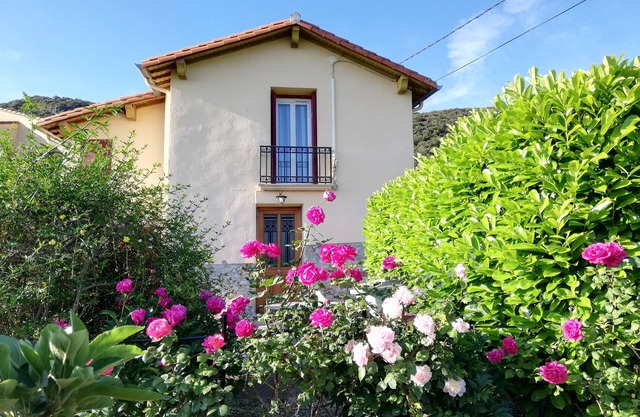 On the heights of Céret, house set in greenery with a lovely view.