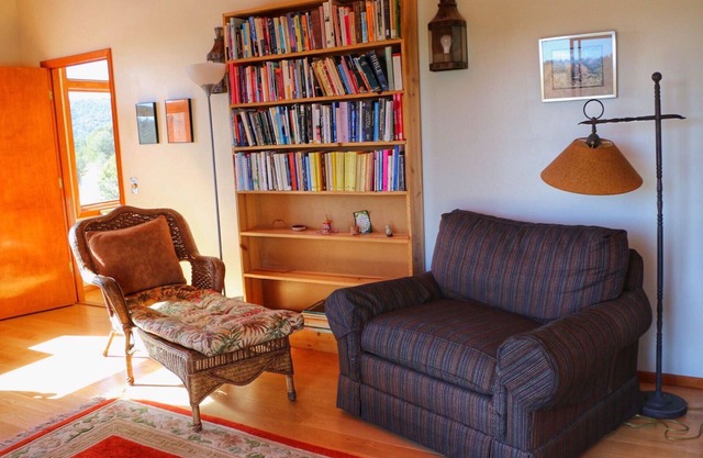 One Cozy BR and a separate Large BR that opens onto a Deck with Mountain views