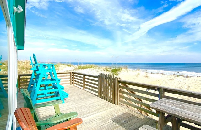 Panoramic Ocean Views in this Updated Vintage Beach Box Right on the Beach!