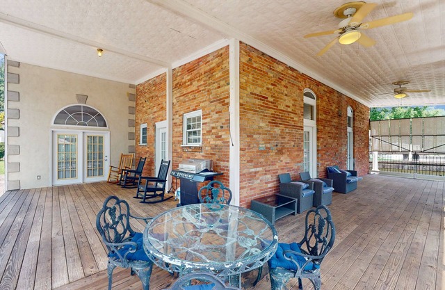 Relax riverside at this serene mountain getaway, complete with modern comfort.