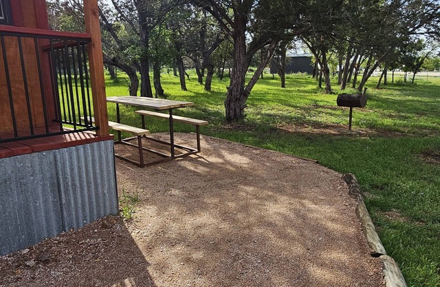 Rustic one room cabin overlooks Lake Buchanan near Reveille Ranch and Spider Mtn