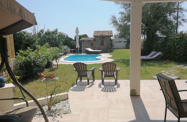 Seaside villa with private pool and large garden with outdoor shower