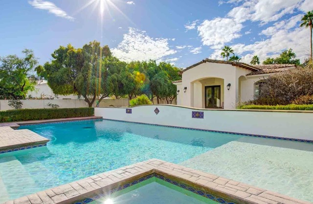 Spacious Palm-Lined Villa with Pool, Sport Court & Outdoor Living