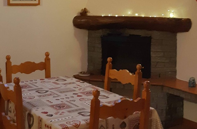 Stone cottage with fireplace