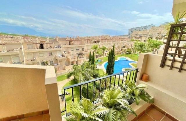 Stylish 2 bed 2 bath property on Duquesa Fairways , 2 terraces, heated pool